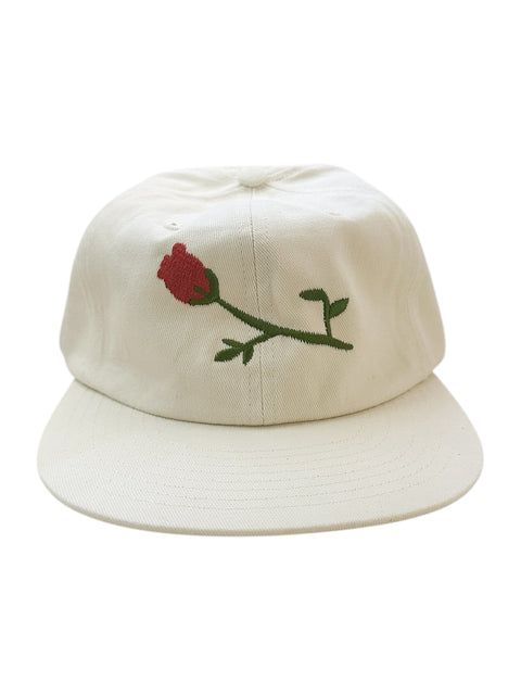 Rose Embroidered Hat - Ecru
