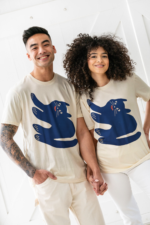 Odin The Cat Tee - Cream