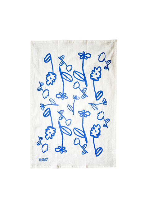 Blue Flowers Tea Towel