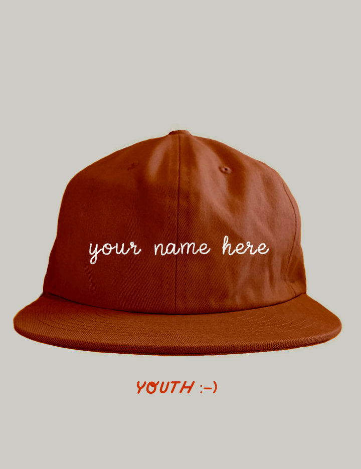 Youth Custom Text Embroidered Hat (8075135975645) (8079380709597) (8119404560605)