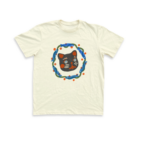Good Luck Cat Unisex Tee - Cream PREORDER