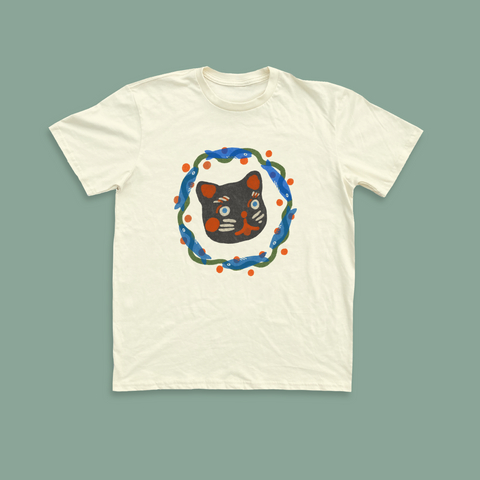 Good Luck Cat Unisex Tee - Cream PREORDER