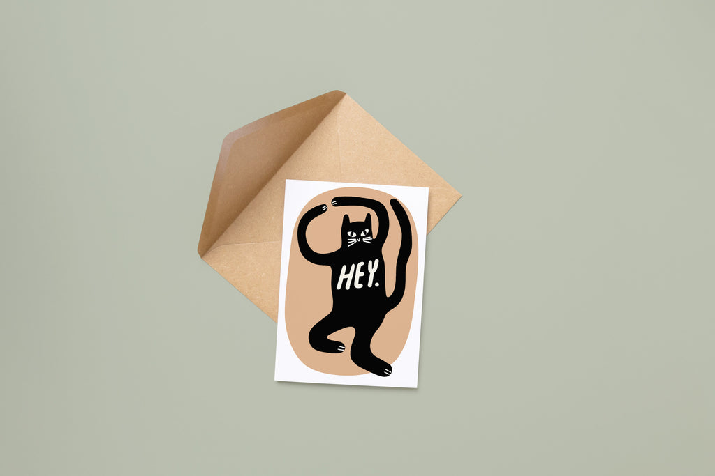 HEY Cat Greeting Card (8208739074269)