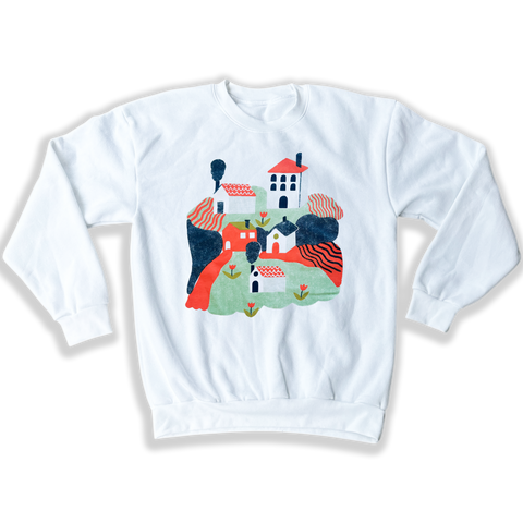 Little Houses Unisex Crewneck - White